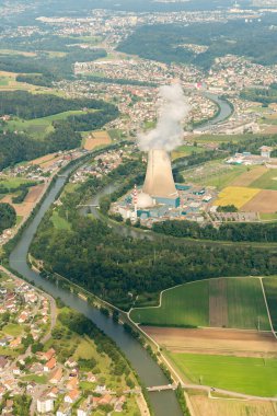 Olten, Switzerland, August 19, 2024 Power plant seen during a flight in a small plane clipart