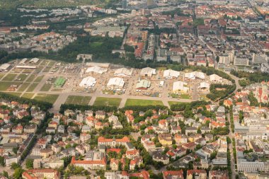 Munich, Germany, August 4, 2024 View over the october fest area during a flight in a small plane clipart