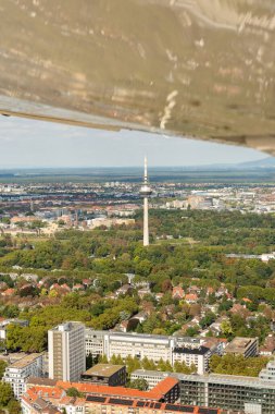 Mannheim, Germany, September 15, 2024 View over the downtown area during a flight in a small plane clipart