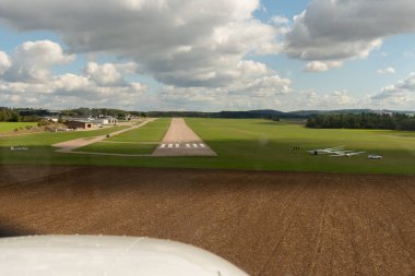 Aalen, Germany, September 29, 2024 Approaching at the local aerodrome with a small airplane clipart