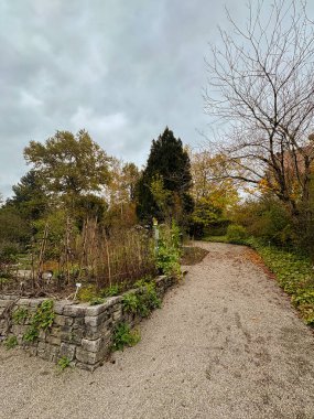 Saint Gallen, İsviçre, 19 Ekim 2024 Botanik Bahçesi 'nde farklı tarlalar bulunan renkli sonbahar havası