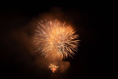 Vaduz, Lihtenştayn, 15 Ağustos 2024 Ulusal bayram kutlamaları sırasında havai fişek gösterisi