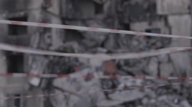 Kharkiv şehri. Ukrayna 'yı işgal eden Ruslar tarafından yıkılan bir yerleşim yeri.