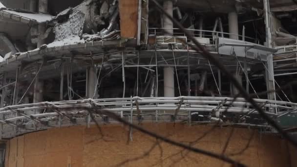 Město Charkov Rezidenční Budova Zničená Rusy Kteří Napadli Ukrajinu — Stock video