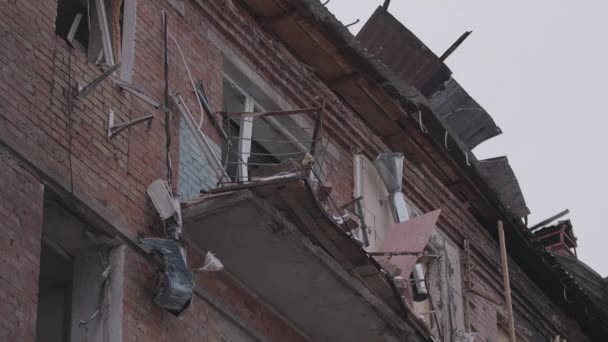 Residential Building Kyiv Destroyed Russians Ukraine Vyshgorod Town — Stock Video