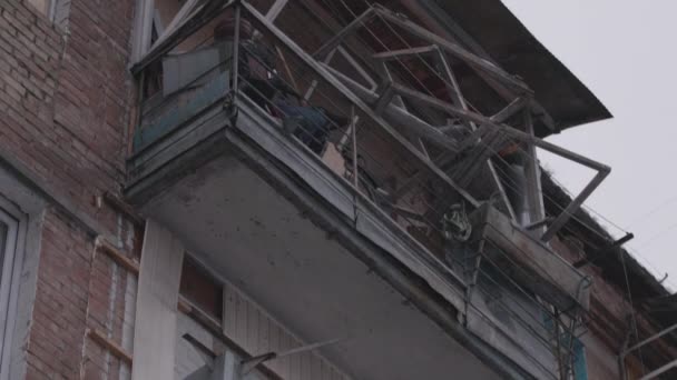 Residential Building Kyiv Destroyed Russians Ukraine Vyshgorod Town — Stock Video