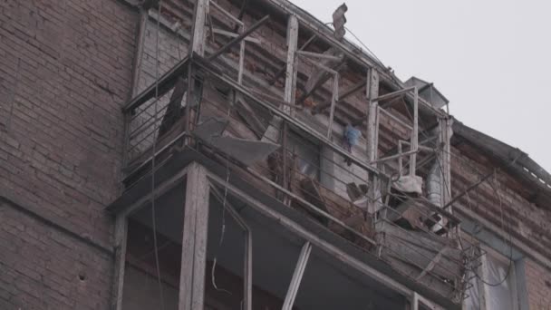 Residential Building Kyiv Destroyed Russians Ukraine Vyshgorod Town — Video Stock