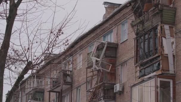 Residential Building Kyiv Destroyed Russians Ukraine Vyshgorod Town — Video Stock
