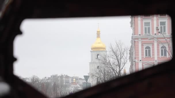 Kiev Ucraina Febbraio 2023 Esposizione Dei Veicoli Blindati Distrutti Degli — Video Stock