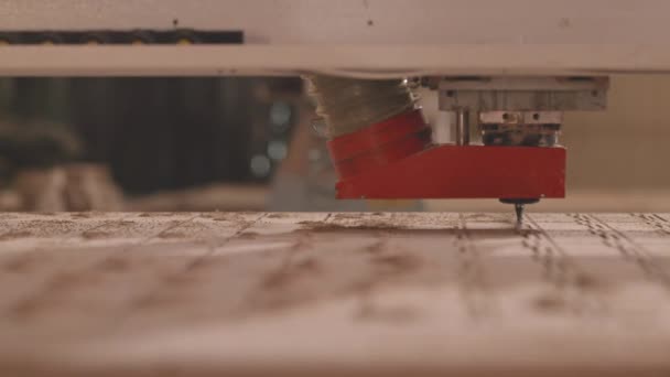Herstellung Von Sperrholzteilen Auf Einer Cnc Fräsmaschine — Stockvideo