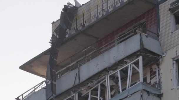 Ville Dnipro Ukraine Détruite Immeuble Touché Par Missile Russe — Video