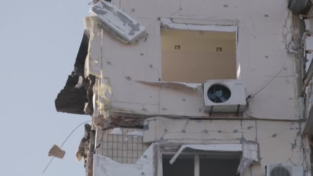 Dnipro Stad Ukraina Förstörde Lägenhetsbyggnad Träffad Rysk Missil — Stockvideo
