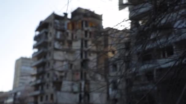 Ville Dnipro Ukraine Détruite Immeuble Touché Par Missile Russe — Video