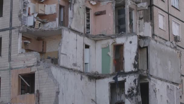 Dnipro Πόλη Ουκρανία Κατέστρεψε Μια Πολυκατοικία Που Χτυπήθηκε Από Ρωσικό — Αρχείο Βίντεο