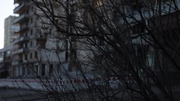 Dnipro Város Ukrajna Lerombolt Egy Orosz Rakétával Eltalált Lakóépületet — Stock videók