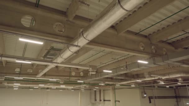 Conduits Ventilation Intérieur Grand Entrepôt — Video