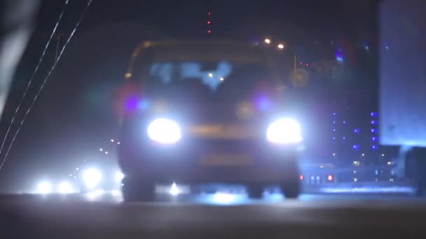 Ukrayna Kyiv Gece Trafik — Stok video