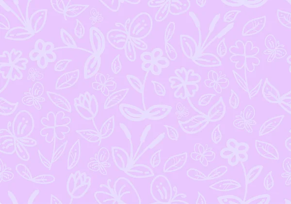 22071402 White floral pattern on pink seamless background,hand painted flowers and butterflies,vector background,