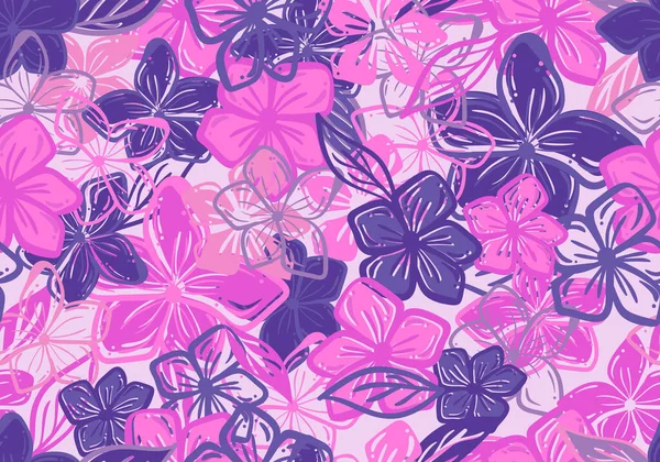 23030601 Florales Kritzeln Nahtlos Auf Hintergrund Nahtloses Muster Mit Floralen — Stockvektor