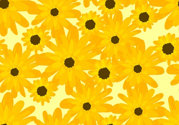 23031501 Gelbe Blumen Nahtloses Muster Nahtloses Muster Mit Floralen Kritzelmotiven — Stockvektor