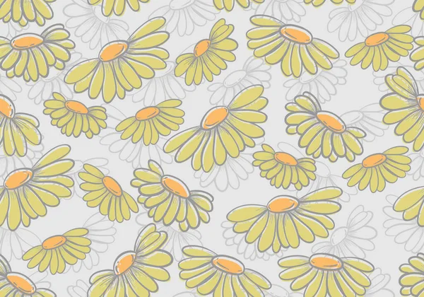 23041902 Gelbes Florales Kritzelmuster Nahtlos Auf Hintergrund Nahtloses Muster Mit — Stockvektor