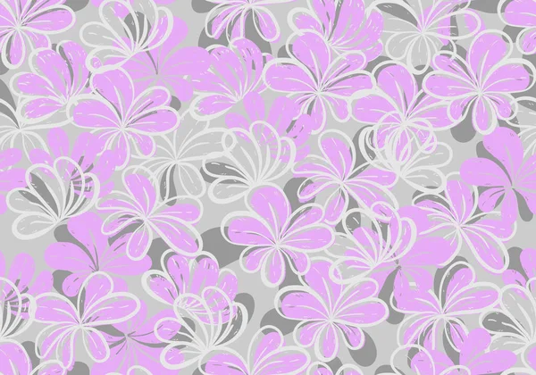 23041901 Florales Kritzeln Nahtlos Auf Hintergrund Nahtloses Muster Mit Floralen — Stockvektor