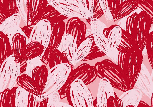 23050601 Vektör Çizilmiş Kalpler Kusursuz Desen Dekoratif Karalamalar Aşk Konseptine — Stok Vektör