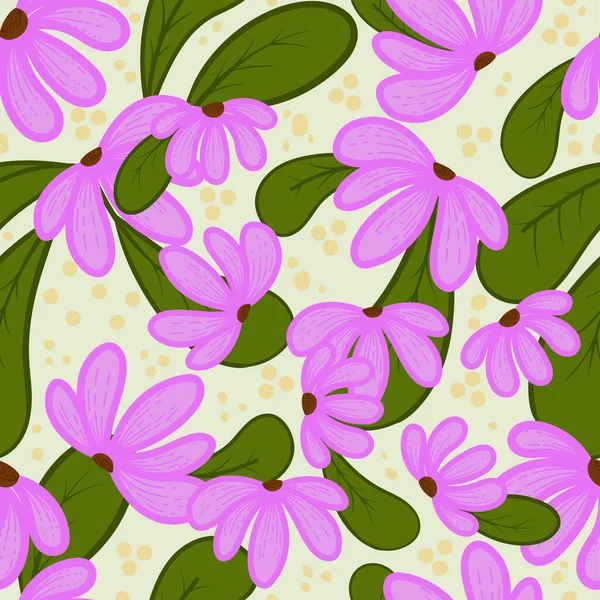 23082201 Blumen Und Blätter Kritzeln Nahtlos Nahtloses Muster Mit Floralen — Stockvektor