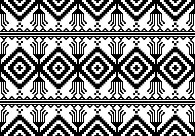 23102401 Siyah ve beyaz renklerde kusursuz etnik pikseller