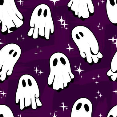 Mor arkaplan üzerinde beyaz hayalet