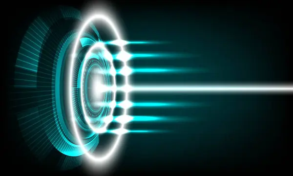 25030104 yeşil zemin üzerinde parlayan daire devresi, bilgisayar devresi desenli fütüristik parlayan daire. Işık enerjisi. Bilim kurgu unsurları. Elektro ışık etkisi. Siber uzay. Dijital teknoloji arka planı. 