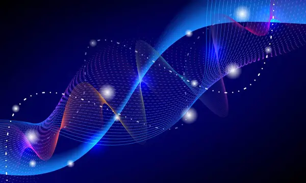 25030201 soyut parlak dalga çizgileri koyu mavi arkaplanda. Dinamik dalga deseni. Modern dalgalı hatlar. Gelecekçi teknoloji konsepti. Pankart, poster, kapak, broşür, broşür, web sitesi