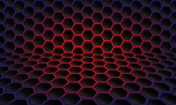 Altıgen soyut teknoloji geçmişi. Altıgen arka planda elektrik parıltısı. vektör illüstrasyonu.