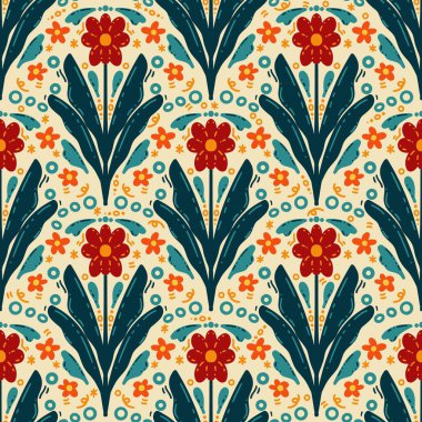 Kusursuz karalama deseni arka plan, motifler çiçek el çizimi, karalama biçimi, deniz tarağı deseni, dikişsiz çiçek deseni, baskı, ambalaj, arka plan ve el işi.