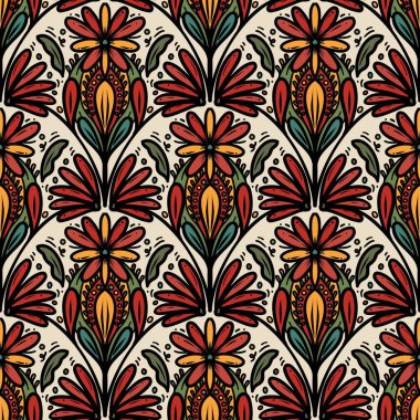 Kusursuz karalama deseni arka plan, motifler çiçek el çizimi, karalama biçimi, deniz tarağı deseni, dikişsiz çiçek deseni, baskı, ambalaj, arka plan ve el işi.