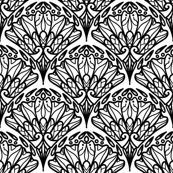 Kusursuz karalama deseni arka plan, motifler çiçek el çizimi, karalama biçimi, deniz tarağı deseni, dikişsiz çiçek deseni, baskı, ambalaj, arka plan ve el işi.