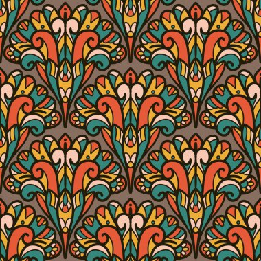 Kusursuz karalama deseni arka plan, motifler çiçek el çizimi, karalama biçimi, deniz tarağı deseni, dikişsiz çiçek deseni, baskı, ambalaj, arka plan ve el işi.