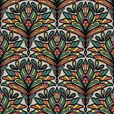 Kusursuz karalama deseni arka plan, motifler çiçek el çizimi, karalama biçimi, deniz tarağı deseni, dikişsiz çiçek deseni, baskı, ambalaj, arka plan ve el işi.