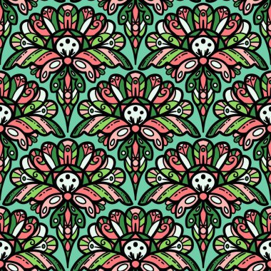 Kusursuz karalama deseni arka plan, motifler çiçek el çizimi, karalama biçimi, deniz tarağı deseni, dikişsiz çiçek deseni, baskı, ambalaj, arka plan ve el işi.