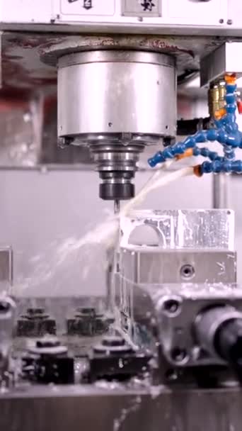 Cnc工場でフライス加工の現代機械切断金属のビデオ — ストック動画