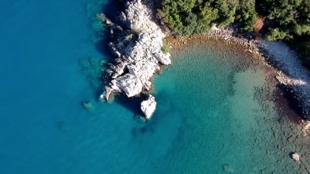 Antik Olimpos Şehrinin Kalıntıları Akdeniz Chiraly Köyünün Yakınındaki Plaj — Stok video