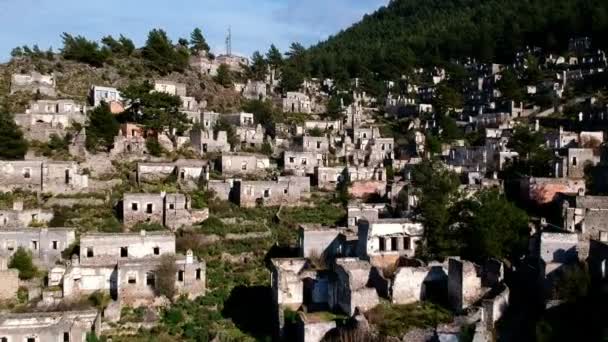 Kayakoy Terk Edilmiş Hayalet Kasaba Taş Evler Harabeler Yüzyıl Antik — Stok video