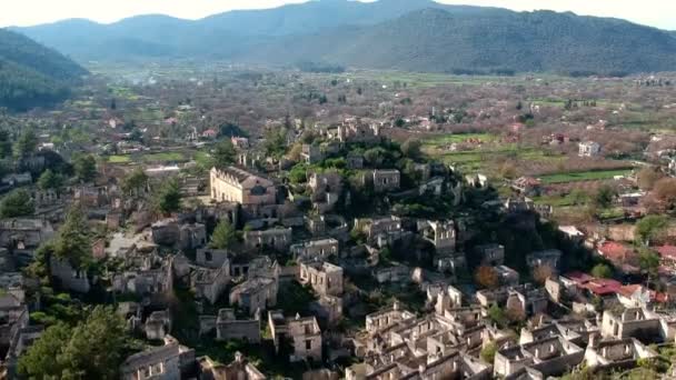 Kayakoy Terk Edilmiş Hayalet Kasaba Taş Evler Harabeler Yüzyıl Antik — Stok video
