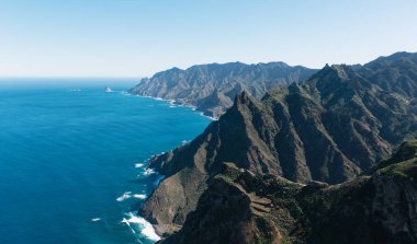 Tenerife, Kanarya Adaları, İspanya 'da kuzey kıyısı Anaga ile manzara