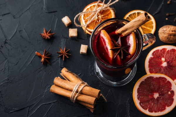 Making Mulled Wine Home Cup Table Cinnamon Citrus Fruits Dried Stock Photo