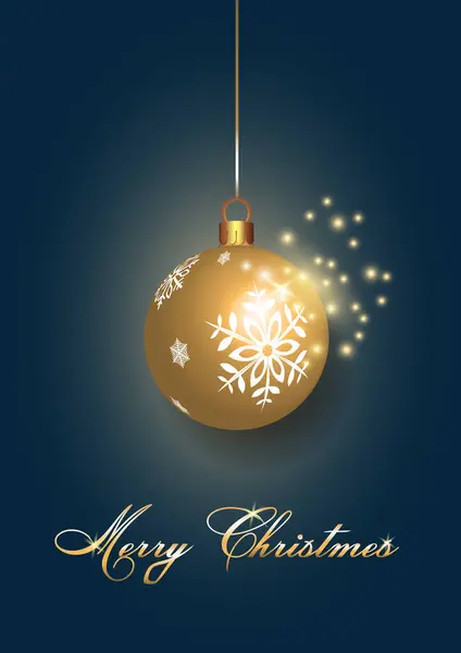 Mavi arka planda yeni yılın altın topları. Noel sancağı.