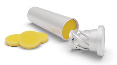 Tasarımınızın Dikkat Çekmesi İçin Basit ve Düzensiz Bir Alan Sağlayan Minimalist ve Temiz C Vitamini Paketleme Biçimi - beyaz arkaplanda izole edilmiş - 3