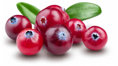 Cranberries with leaves isolated on white background  clipart