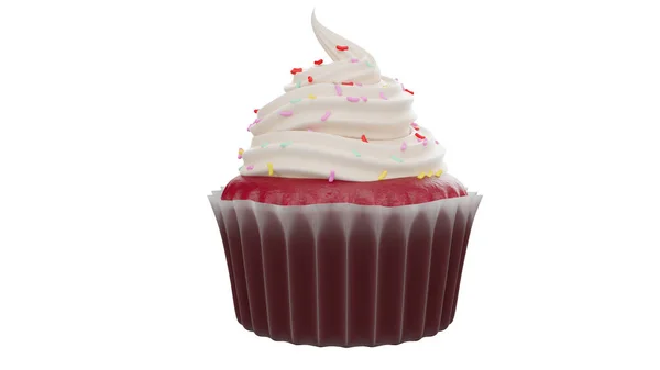 Smaklig Cupcake Isolerad Vit Bakgrund Hög Kvalitet Detaljer Rendering — Stockfoto