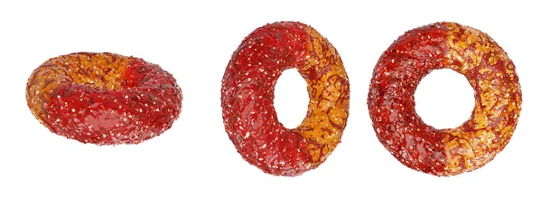 stock image Spicy-Chili chamoy peach rings isolated on white background high quality details, 3d rendering